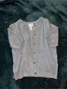 H&M Heather Gray Short-Sleeve Button Cardigan